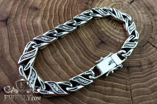 Buy designer silver bracelet 50 grams with blackening 121509WO